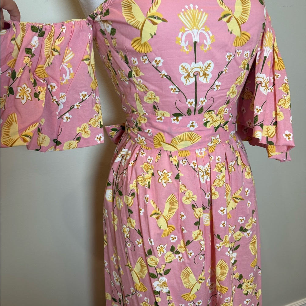 Elegant Strapless Pink Floral Dress - Picture 2 of 5